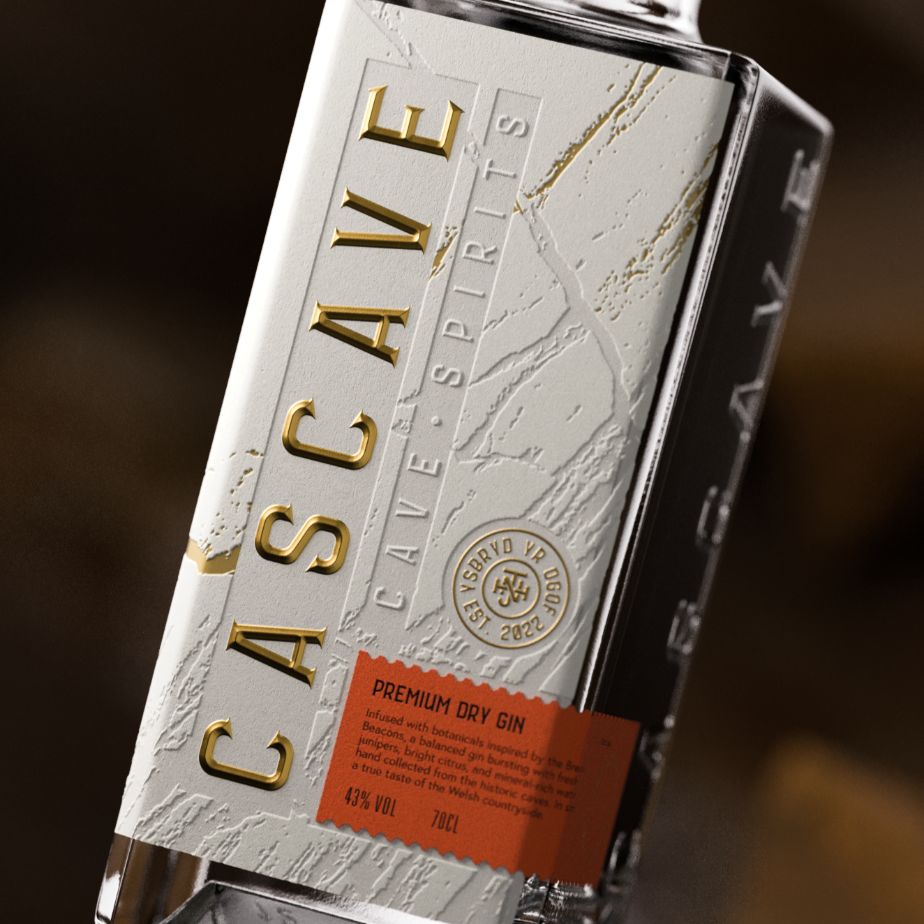 Premium Dry Gin Label, Cascave Premium Dry Gin, welsh gin, cave aged gin, award winning gin, gin cocktails