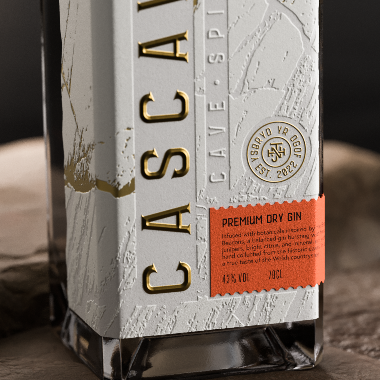 Premium Dry Gin Label, Cascave Premium Dry Gin, welsh gin, cave aged gin, award winning gin, gin cocktails
